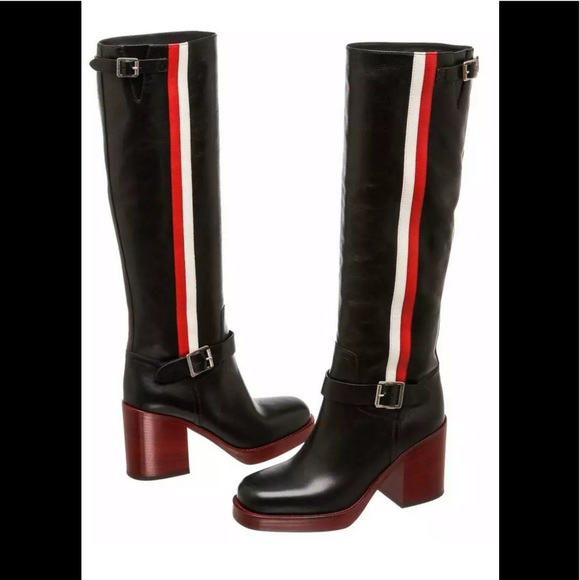 🎉HP🎉 New! Dior Black Tall Striped Boots - Picture 1 of 9
